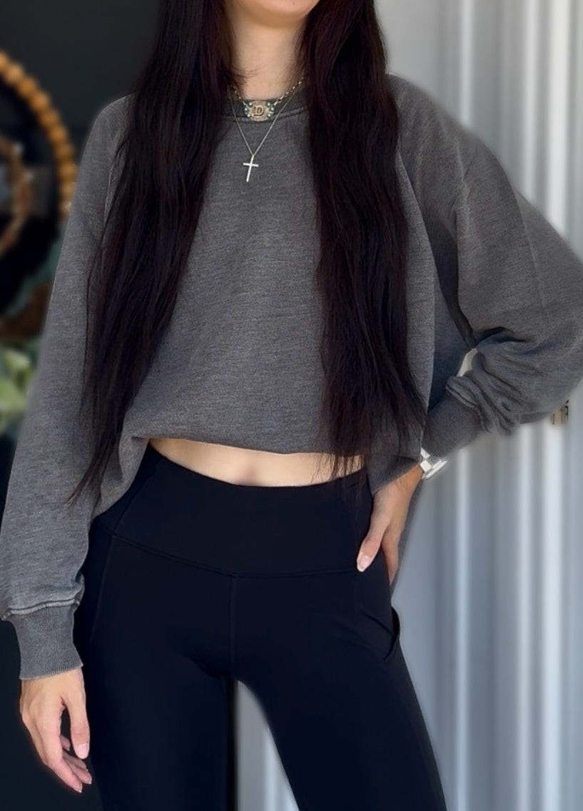 Ash Wash Raw Hem Cozy Pullover