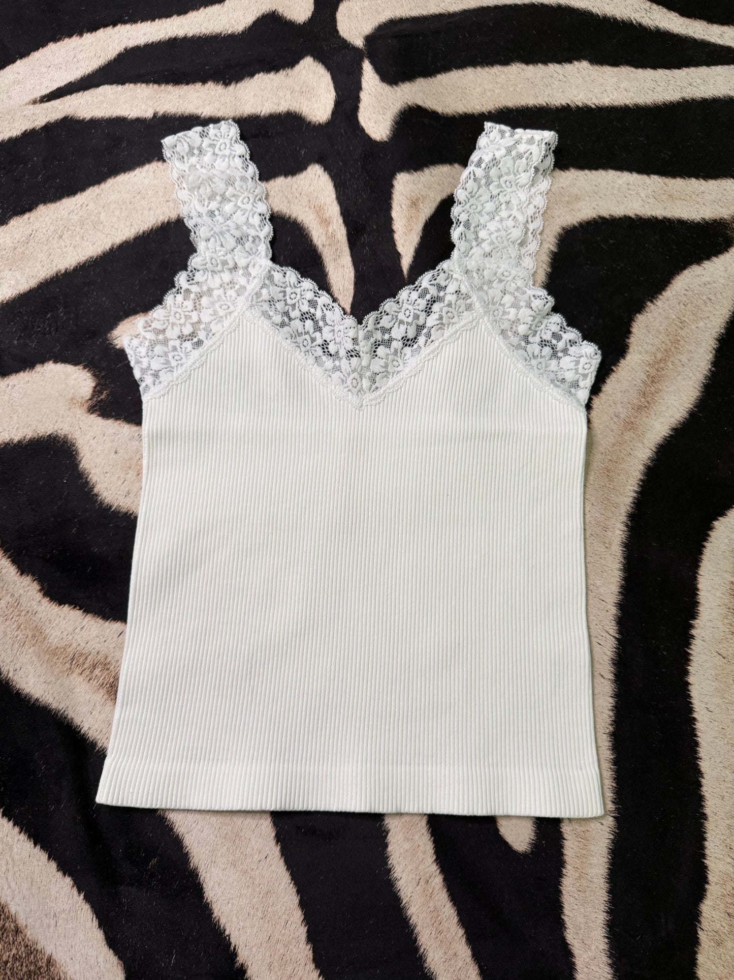 Lace Seamless Tank | White