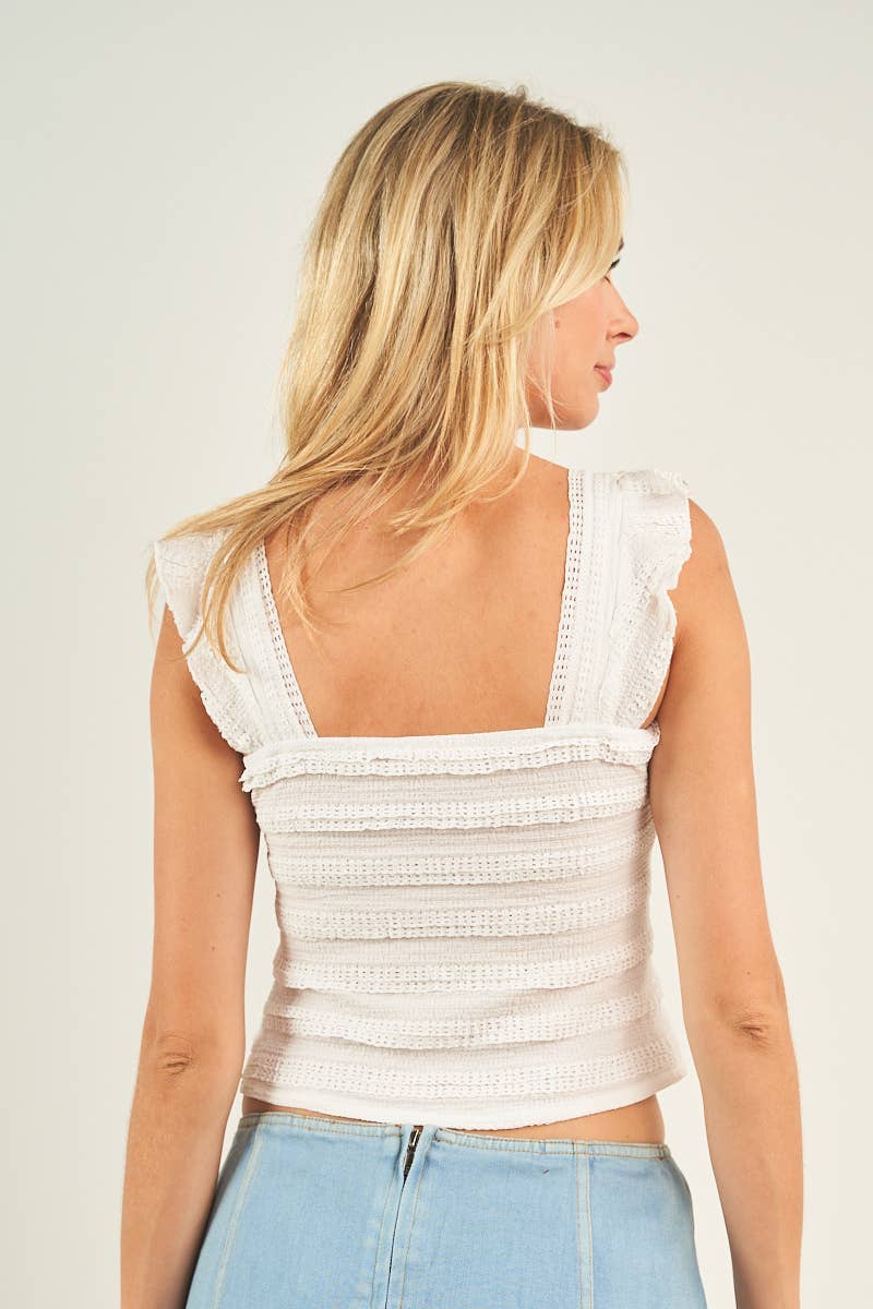 Ruffle Button Down Tank