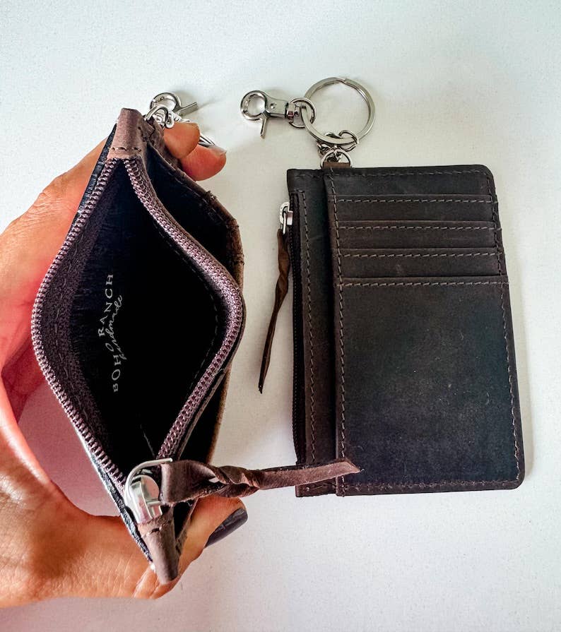 Thunderbird Tooled Leather Keychain Wallet | Pink