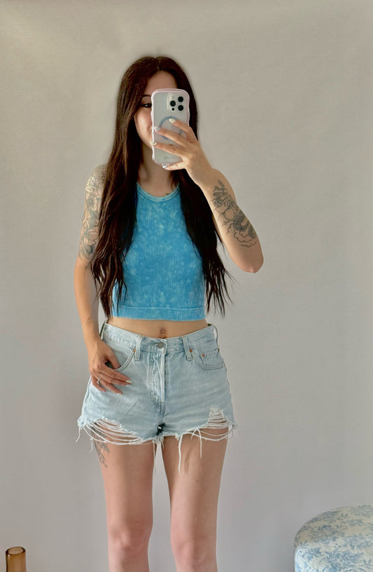 Racerback Crop Tank - Deep Sky
