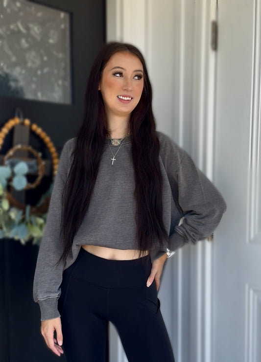 Ash Wash Raw Hem Cozy Pullover