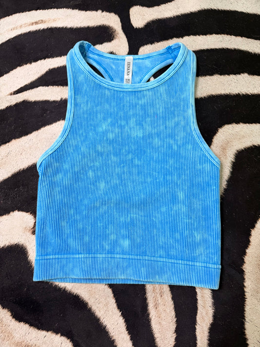 Racerback Crop Tank - Deep Sky