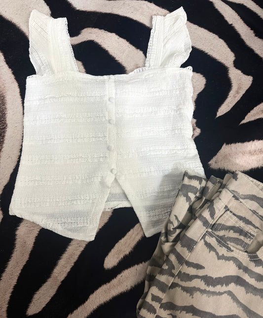 Ruffle Button Down Tank