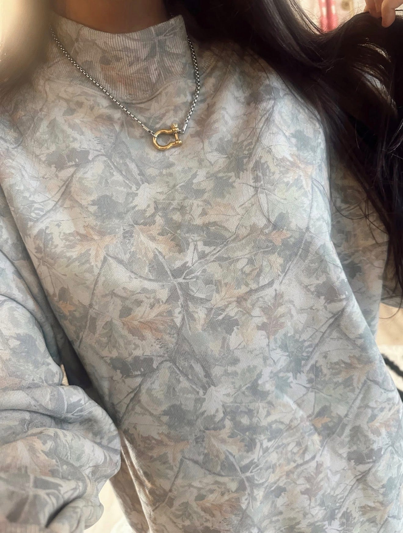 Oversized Camo Mock Neck | Preorder