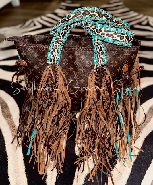 Luxe | Fringe Turquoise Leopard Neverfull