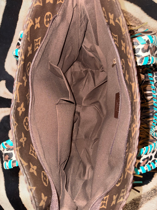 Luxe | Fringe Turquoise Leopard Neverfull