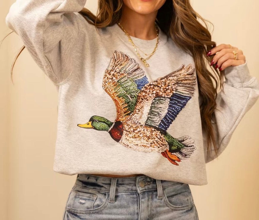 Faux Rhinestone Mallard Duck Crew